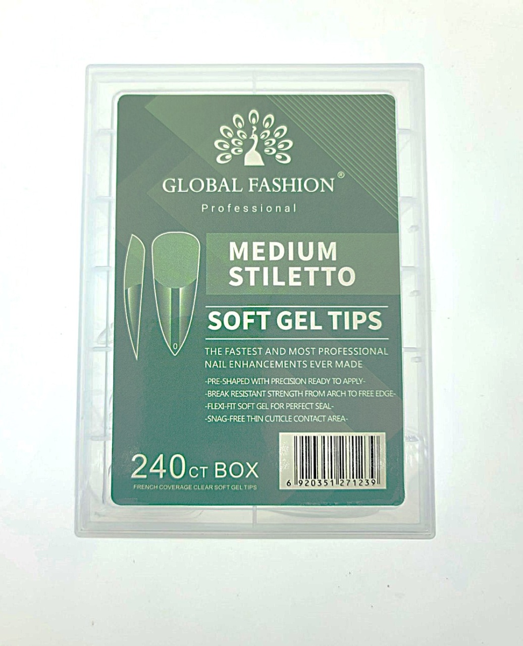 Set tipsuri din gel, 240 bucati, 12 marimi, Stiletto Medium