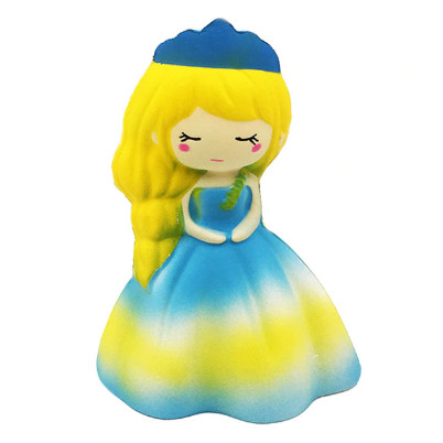Jucarie Squishy, parfumata, model Delicate Princess, galben cu bleu