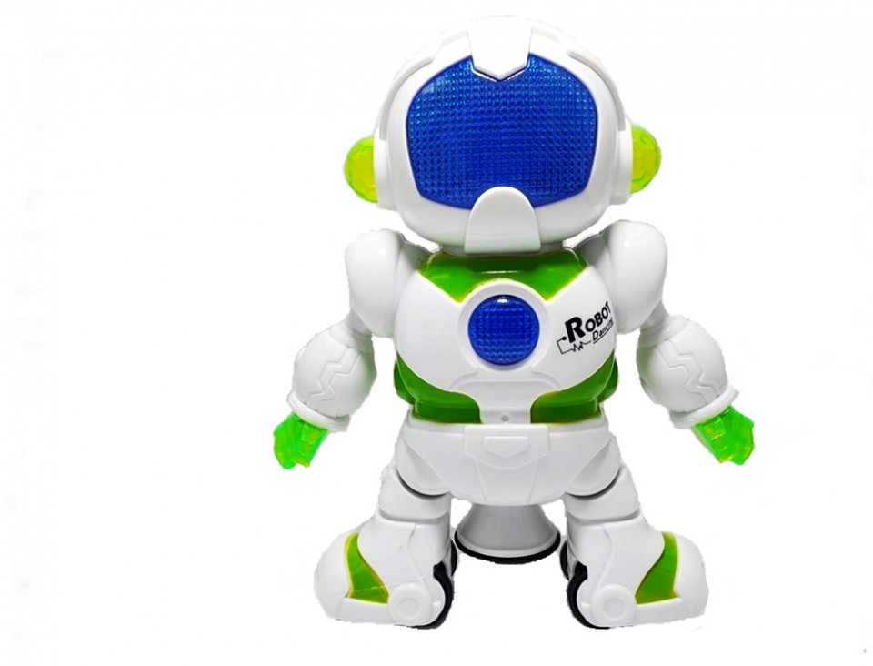 Jucarie ieftina interaciva Robot cu miscare, sunete si lumini, rotire 360 grade, model 1