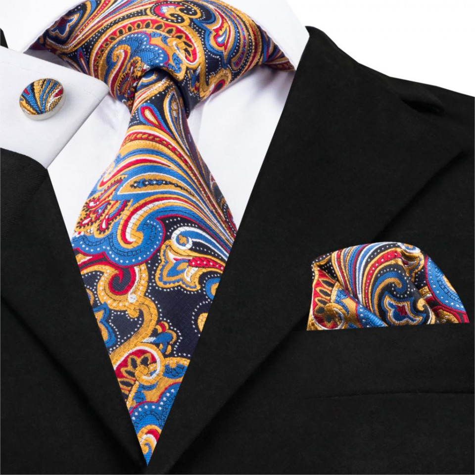 Set cravata + batista + butoni - matase naturala 100% - model 103