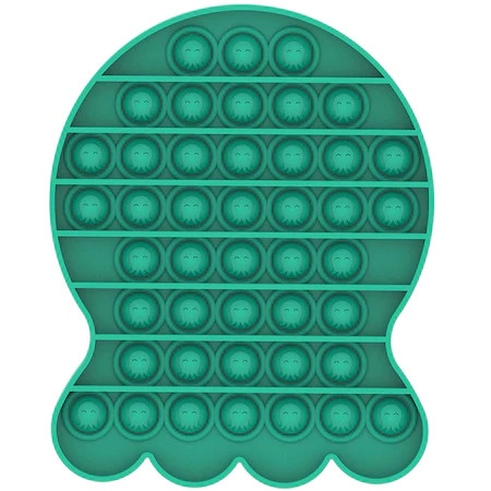 Jucarie Pop It, antistres, forma caracatita verde, 14 x 13 cm