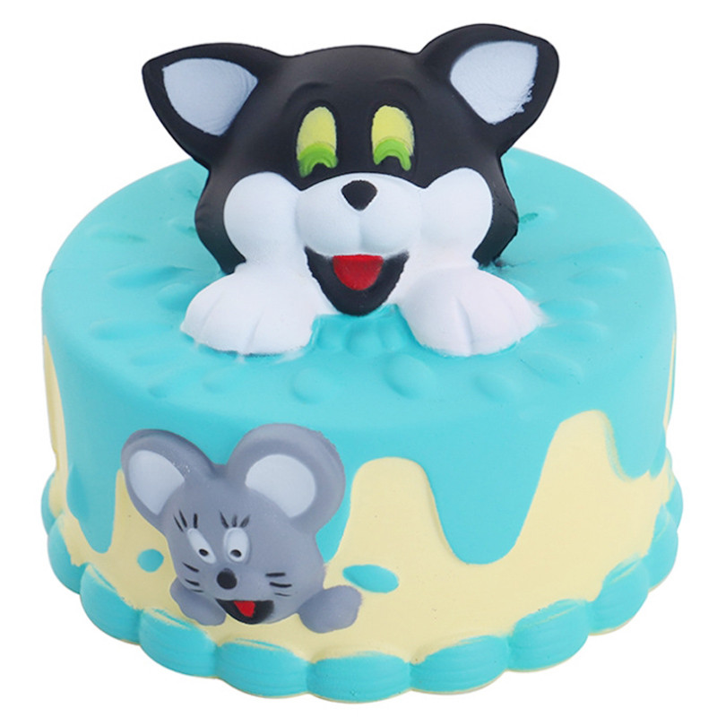 Jucarie Squishy parfumata, model tort cu Tom si Jerry