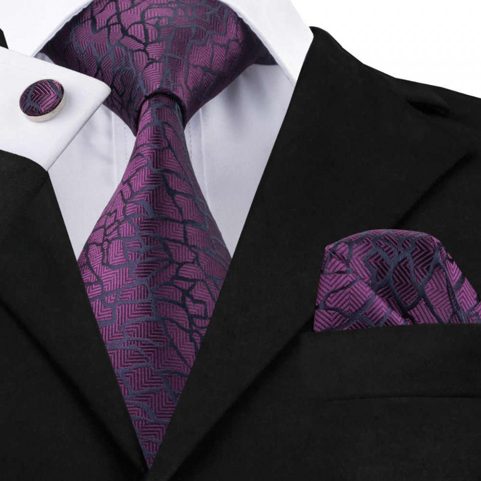Set cravata + batista + butoni - matase naturala 100% - model 49