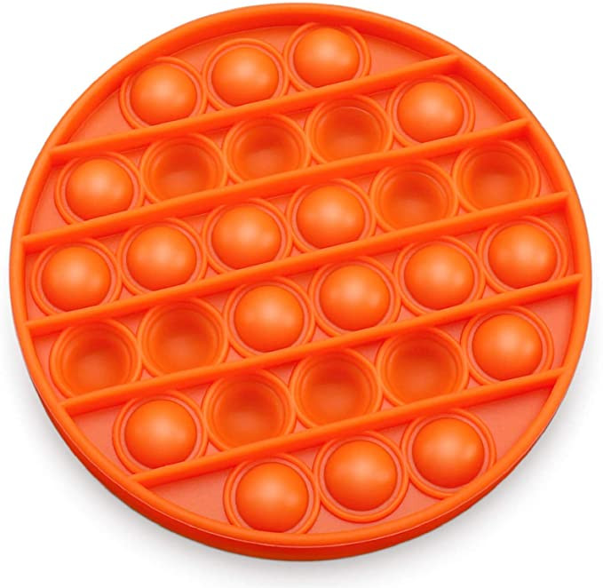 Jucarie Pop It, antistres, forma rotunda, portocalie, diametru 13 cm