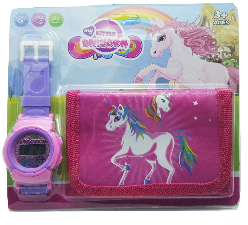 Set Ceas pentru fetite cu portofel, My Little Unicorn, model 2
