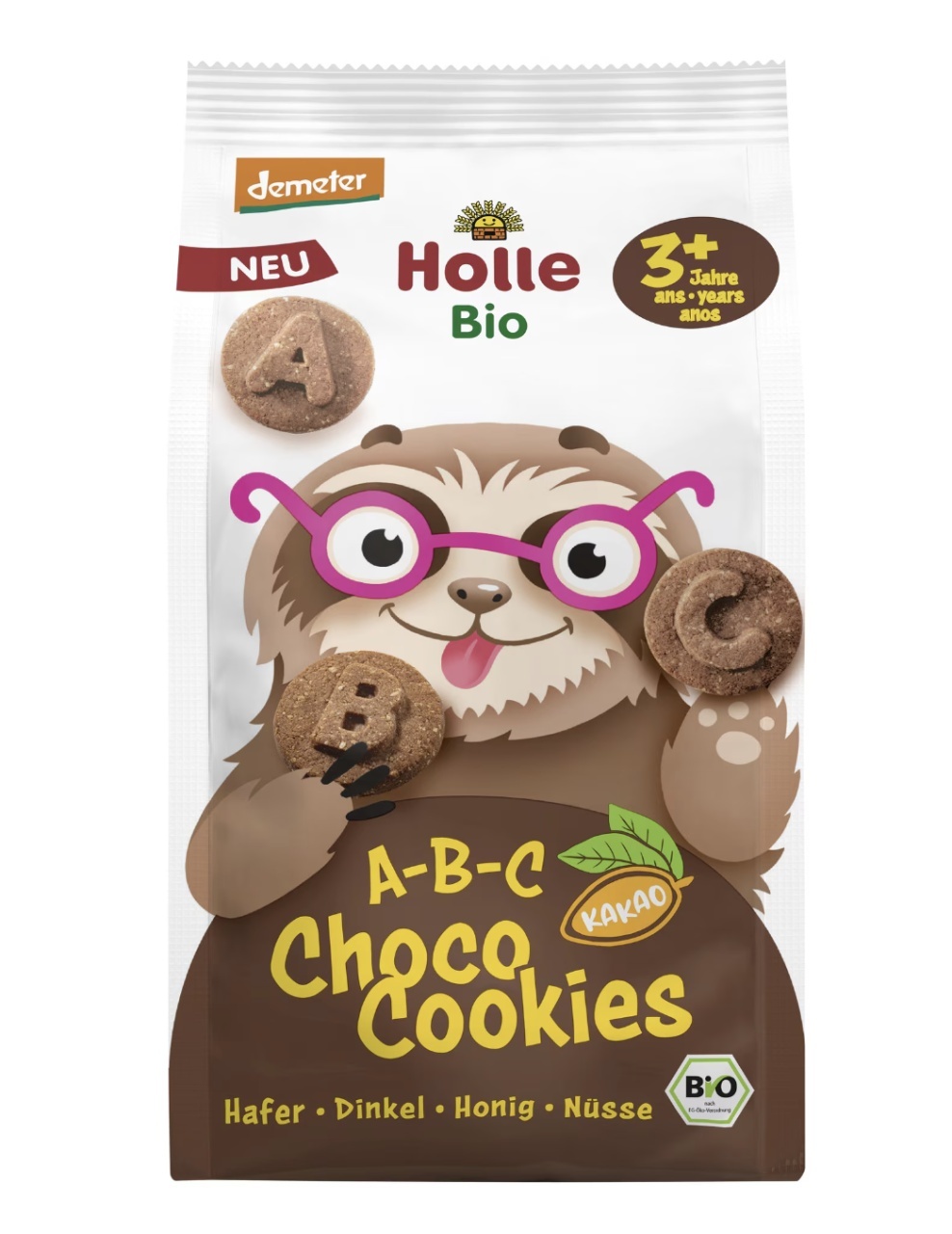 Biscuiți Alfabet ABC cu Cacao și Alune de Pădure Eco, +3 Ani, 125 g, Holle