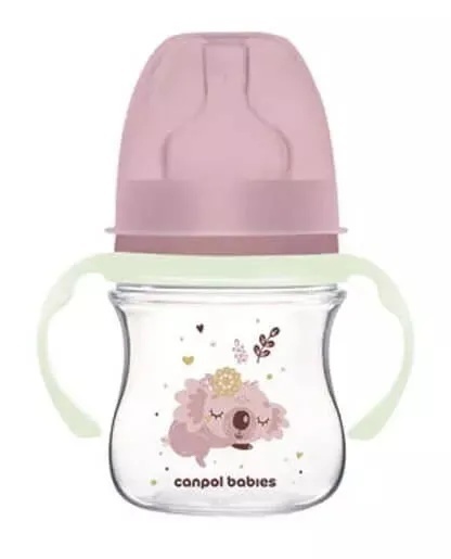 Biberon anticolici gat larg Easy Start Sleepy Koala, roz, 35/236, 120ml, Canpol