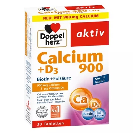 Calciu 900mg + D3 + Biotina + Acid folic, 30 comprimate, Doppelherz