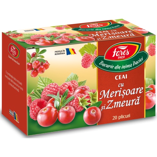 Ceai merisoare si zmeura, 20 plicuri, Fares