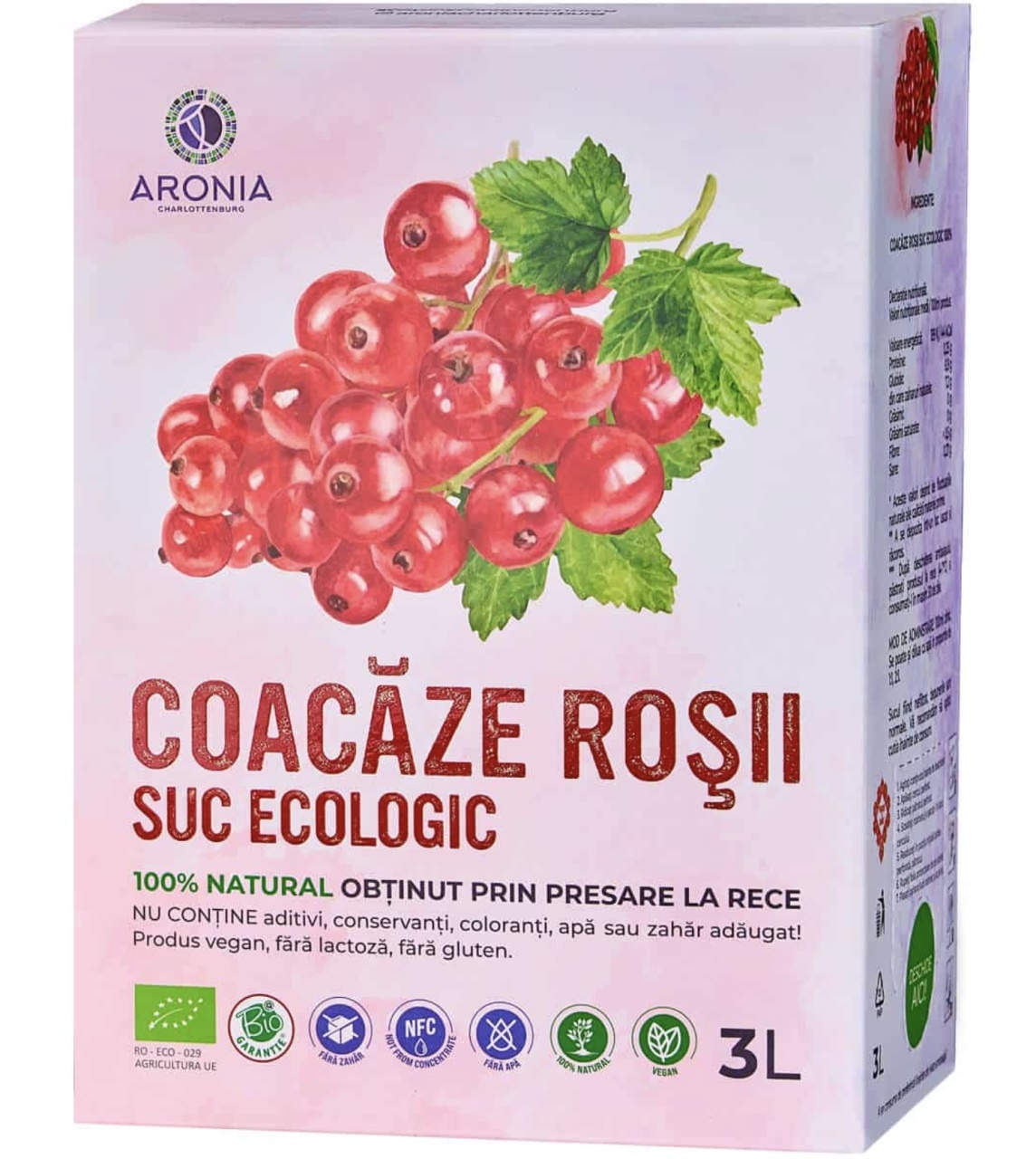 Suc de Coacăze Roșii Eco, 3 L, Aronia Charlottenburg