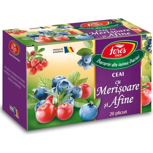 Ceai Merisoare si afine, 20 plicuri, Fares