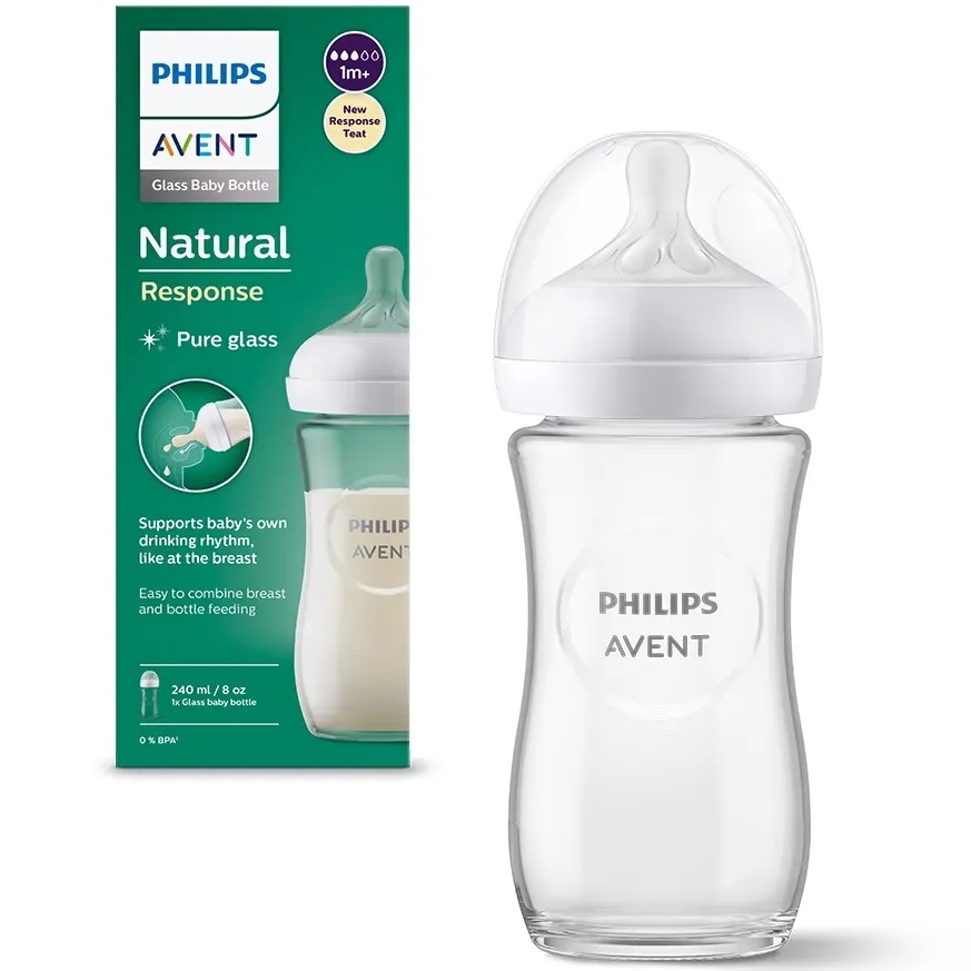 Biberon din sticla Natural Response +1luna, 260ml, SCY933/01, Philips Avent