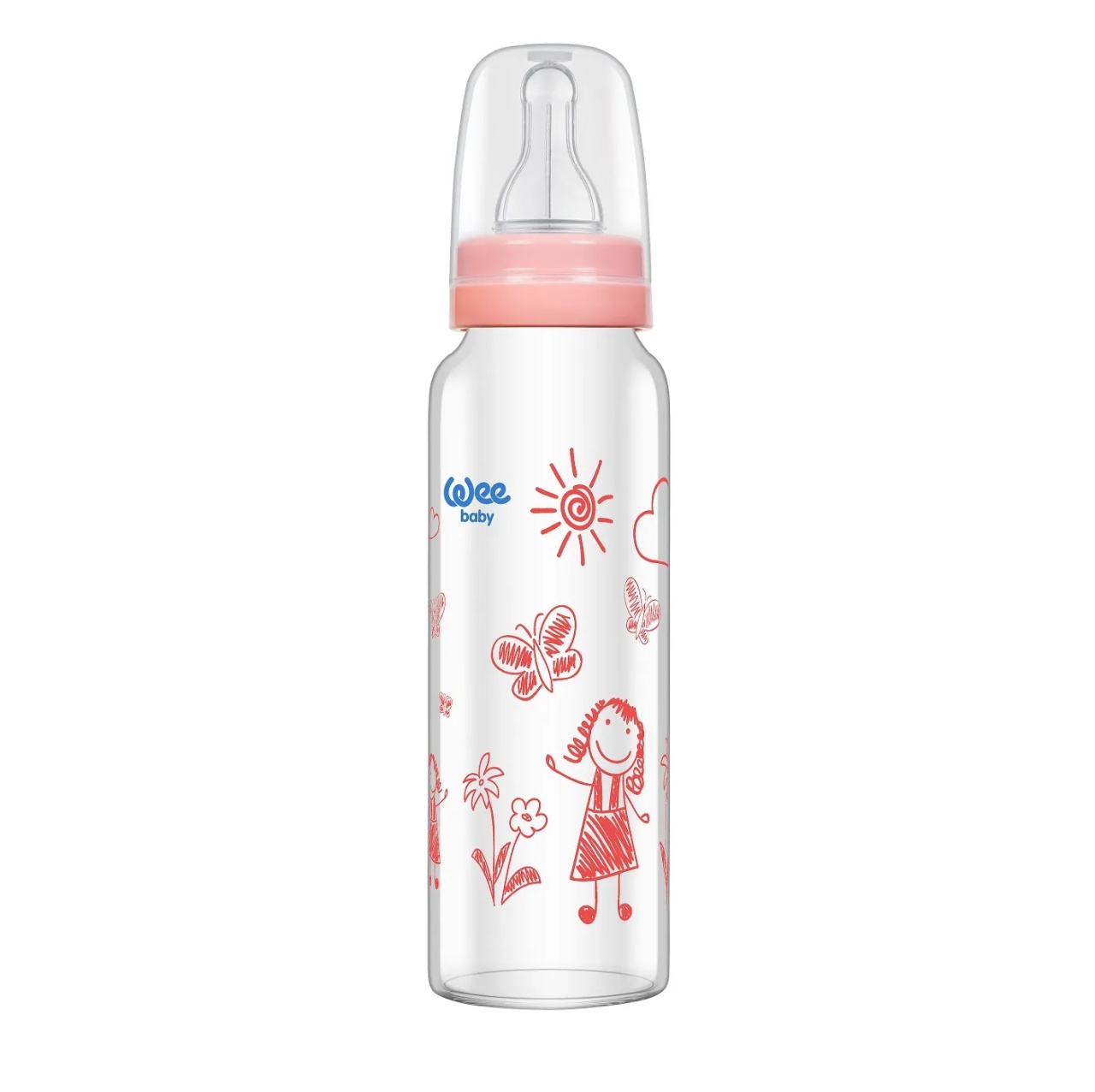 Biberon din sticla termorezistenta 0-6l, 240ml, 772, Wee Baby