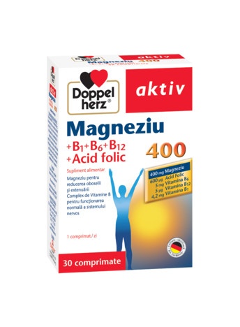 Magneziu 400 + B1 + B6 + B12 + Acid Folic, 30 comprimate, Doppelherz
