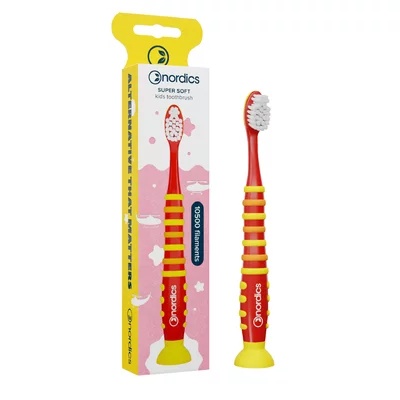 Periuta de dinti pentru copii Premium 10500 super moale, rosu, +4ani, Nordics