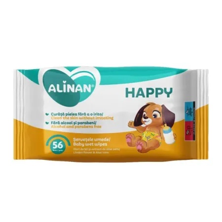 Servetele umede Alinan Happy, 56 bucati, Fiterman Pharma