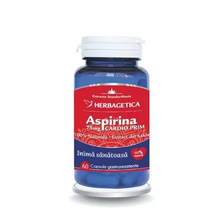 Aspirina naturala Cardio Prim, 60 capsule, Herbagetica