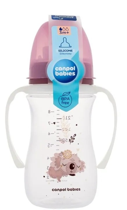 Biberon anticolici gat larg Easy Start Sleepy Koala roz, 35/237, 240ml, Canpol