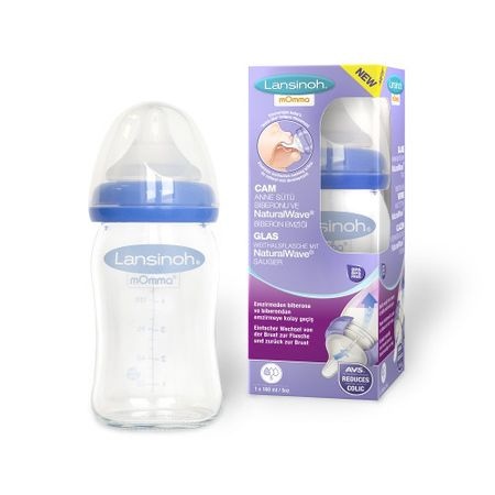 Biberon sticla cu tetina din silicon flux lent, 160 ml, Lansinoh