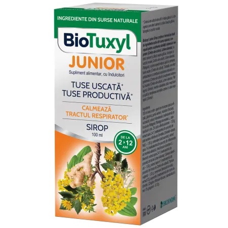 Biotuxyl Junior Sirop tuse uscata si productiva, 100ml, Biofarm