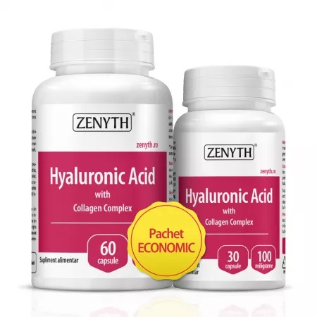 Pachet Hyaluronic Acid cu Collagen Complex, 60 + 30 capsule, Zenyth