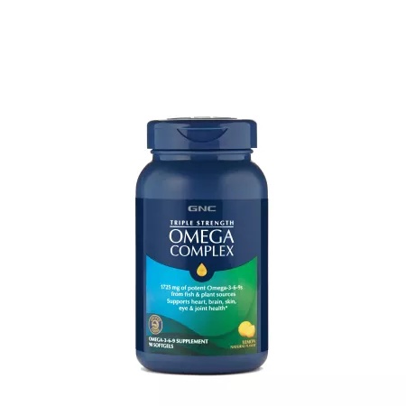 Ulei de peste Omega Complex Triple Strength, 90 capsule, GNC