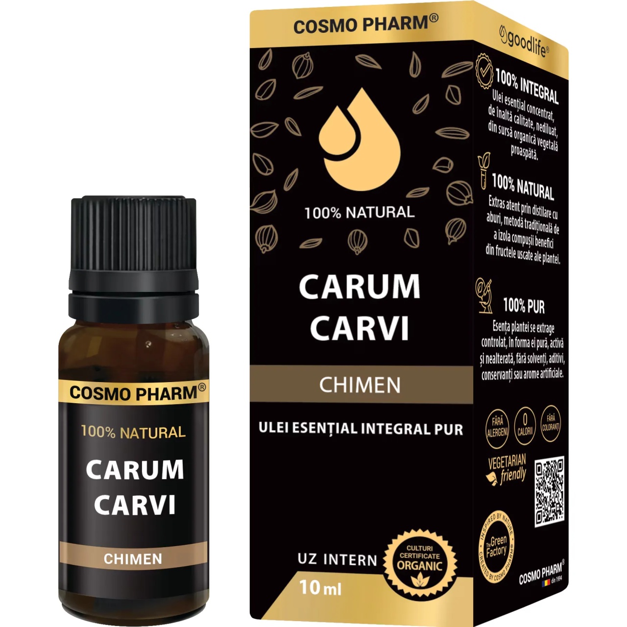 Ulei esential integral de chimen Carum Carvi, 10ml, Cosmopharm