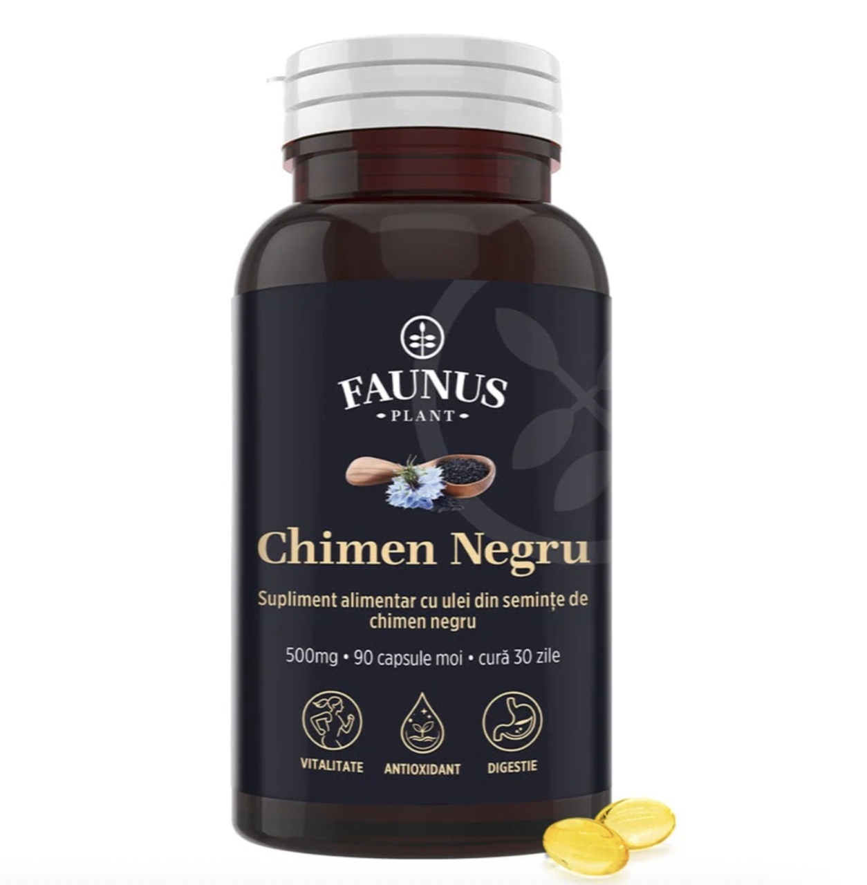 Chimen Negru 500 mg, 90 Capsule Moi, Faunus Plant