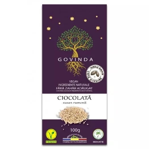 Ciocolată cu susan rumenit, 100g, Govinda