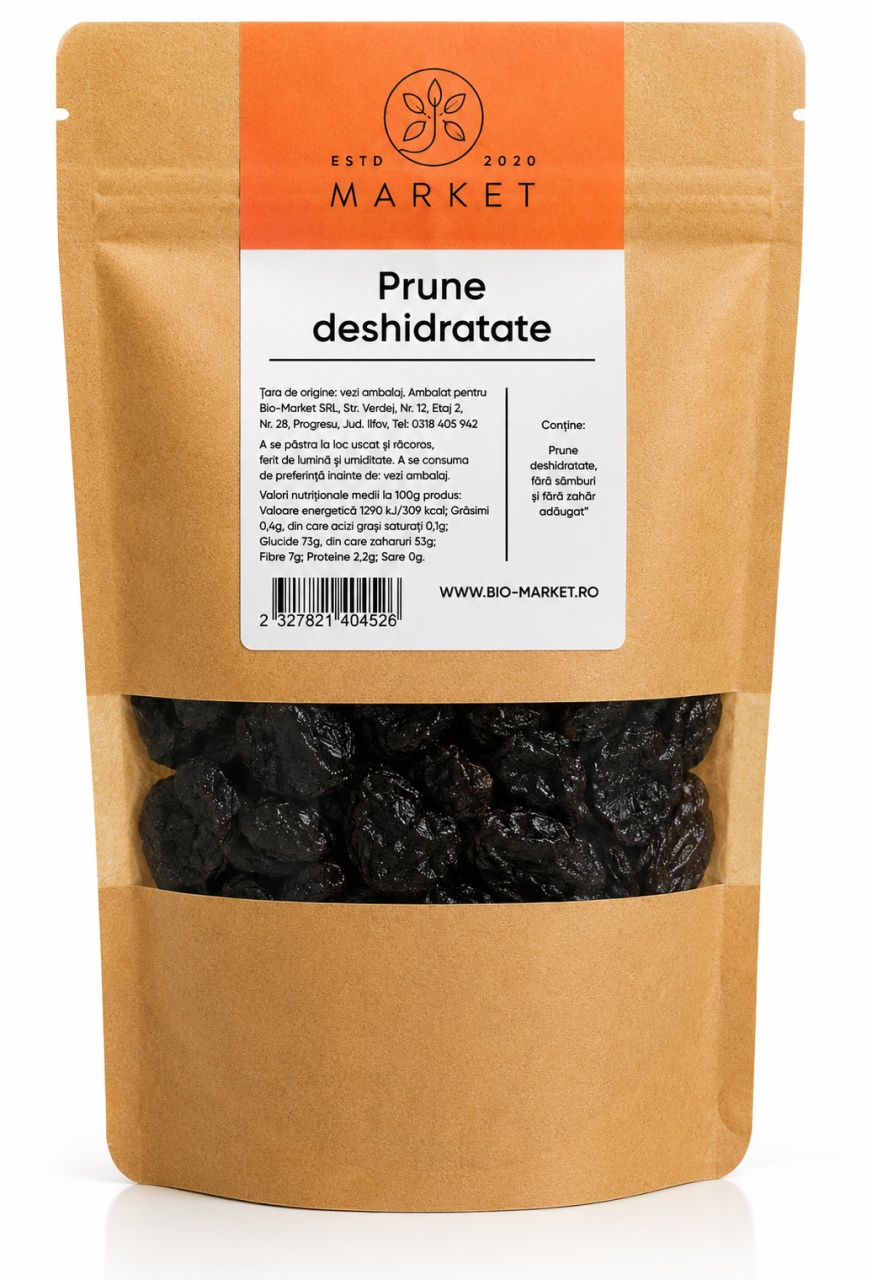 Prune deshidratate fara samburi, 250 g, Bio-Market