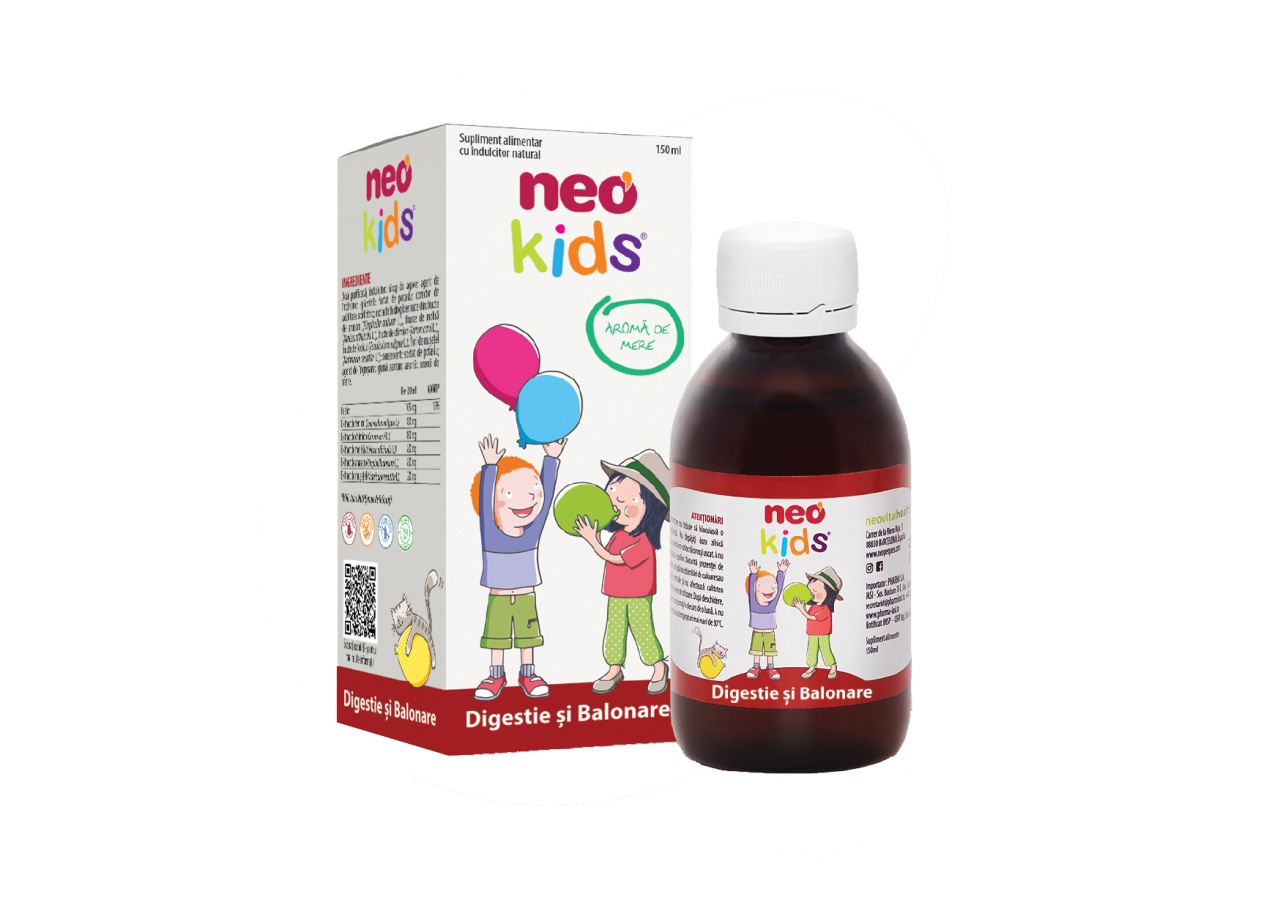 Sirop Digestie si Balonare cu aroma de mere, 150 ml, Neo Kids