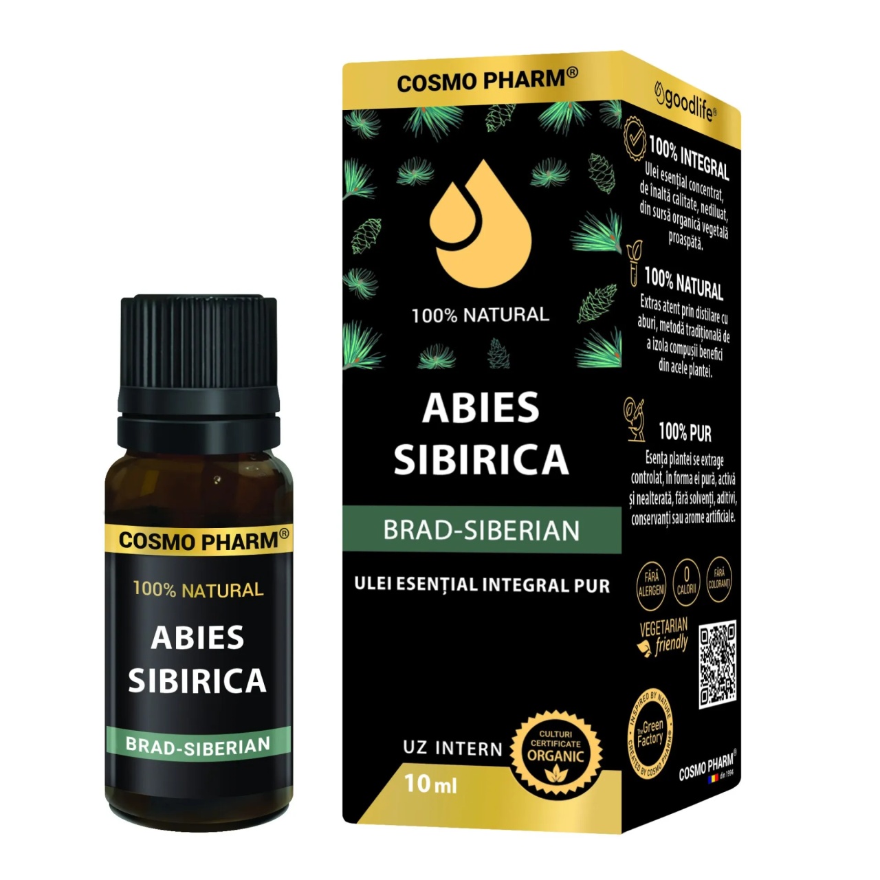 Ulei esential integral de brad siberian Abies Sibirica, 10ml, Cosmopharm