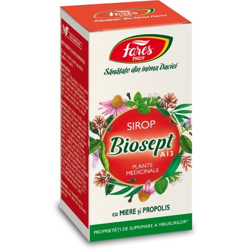 Biosept sirop miere, vitamina C, propolis, 100 ml, Fares