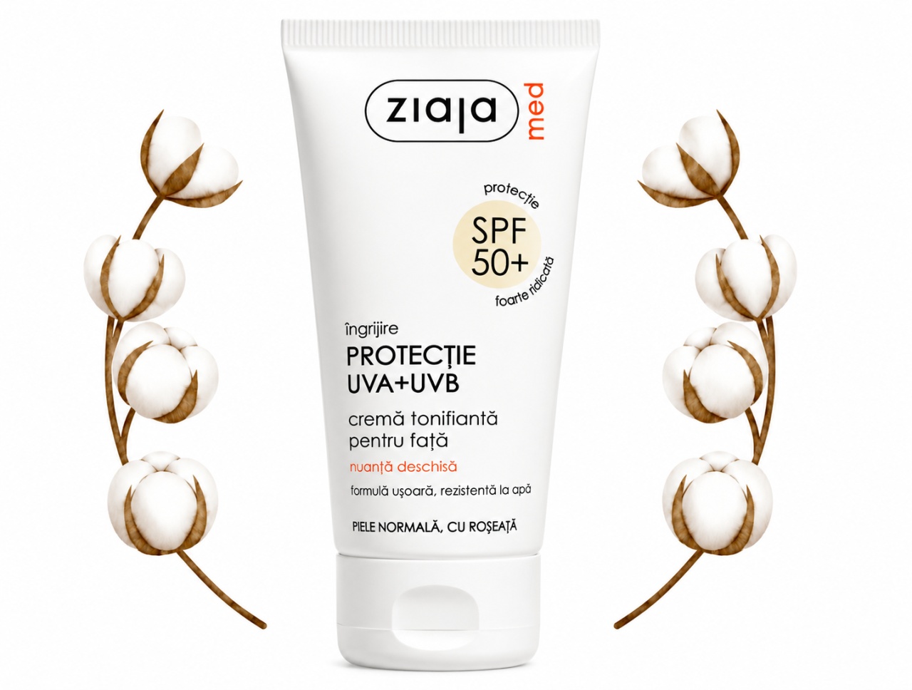 Cremă Nuanțatoare pentru Protecție Solară Ridicată SPF 50+, Nuanța Natural, 50 ml, Ziaja