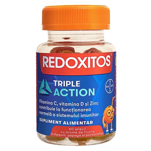 Jeleuri cu vitamina C, Redoxitos Triple Action, 60 jeleuri, Bayer
