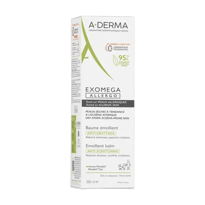 Balsam emolient Exomega Allergo pentru piele uscata-iritata, 200ml, A-Derma