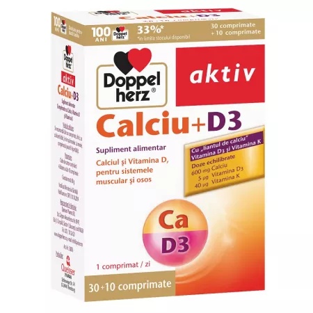 Calciu + D3, 30 + 10 comprimate, Doppelherz - imagine 3