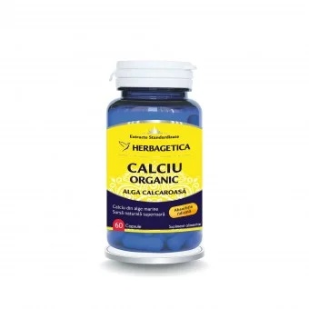 Calciu Organic cu alga calcaroasa, 60 capsule, Herbagetica - imagine 2