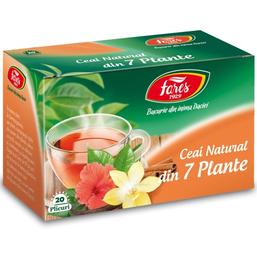 Ceai natural 7 plante, 20 plicuri, Fares