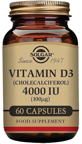 Vitamin D3 4000UI, 60 capsule, Solgar
