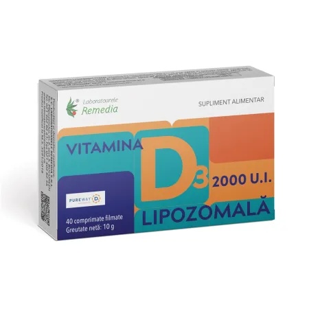 Vitamina D3 2000UI Lipozomala, 40 comprimate, Remedia