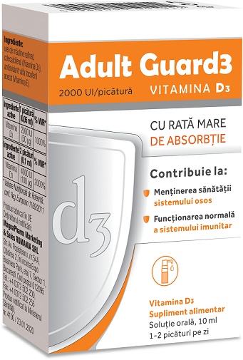 Adult Guard3 2000UI Vitamina D3, 10ml, Evital
