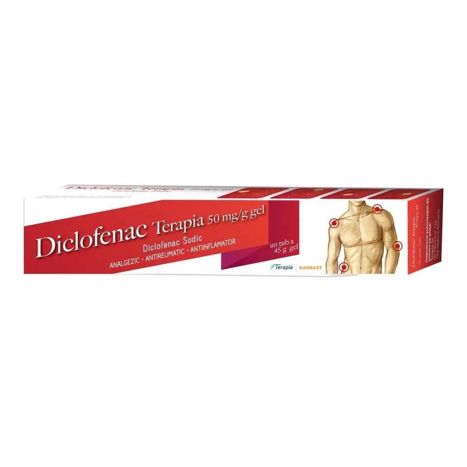 Diclofenac sodic 50mg/g gel, 45g, Terapia
