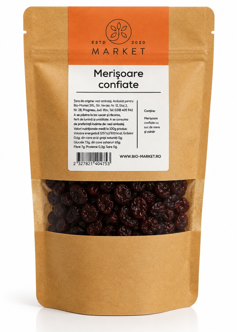 Merisoare confiate, 500 g, Bio-Market