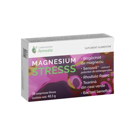 Magnesium Stresss pentru Relaxare, Rezistenta la Stres, 30 comprimate, Remedia