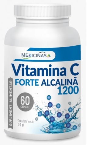 Vitamina C Forte alcalina 1200, 60 capsule vegetale, Medicinas
