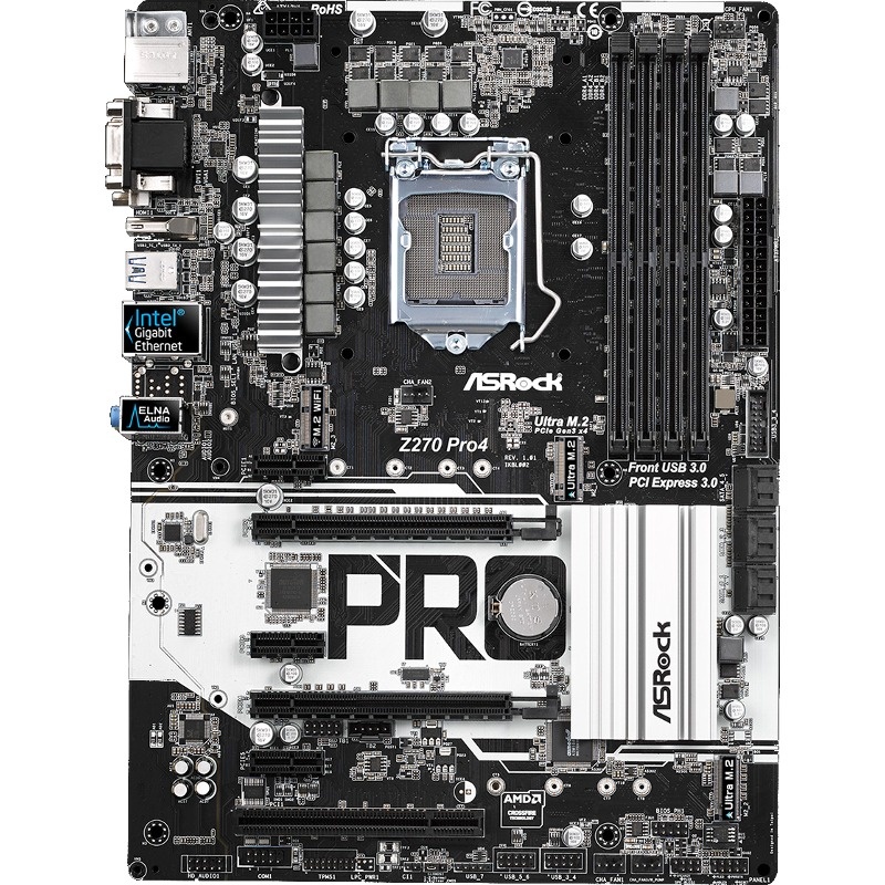 Placa de baza ASRock Z270 Pro4, ATX, LGA 1151V1, 4 slot ram, 6 sATA LGA fara shield