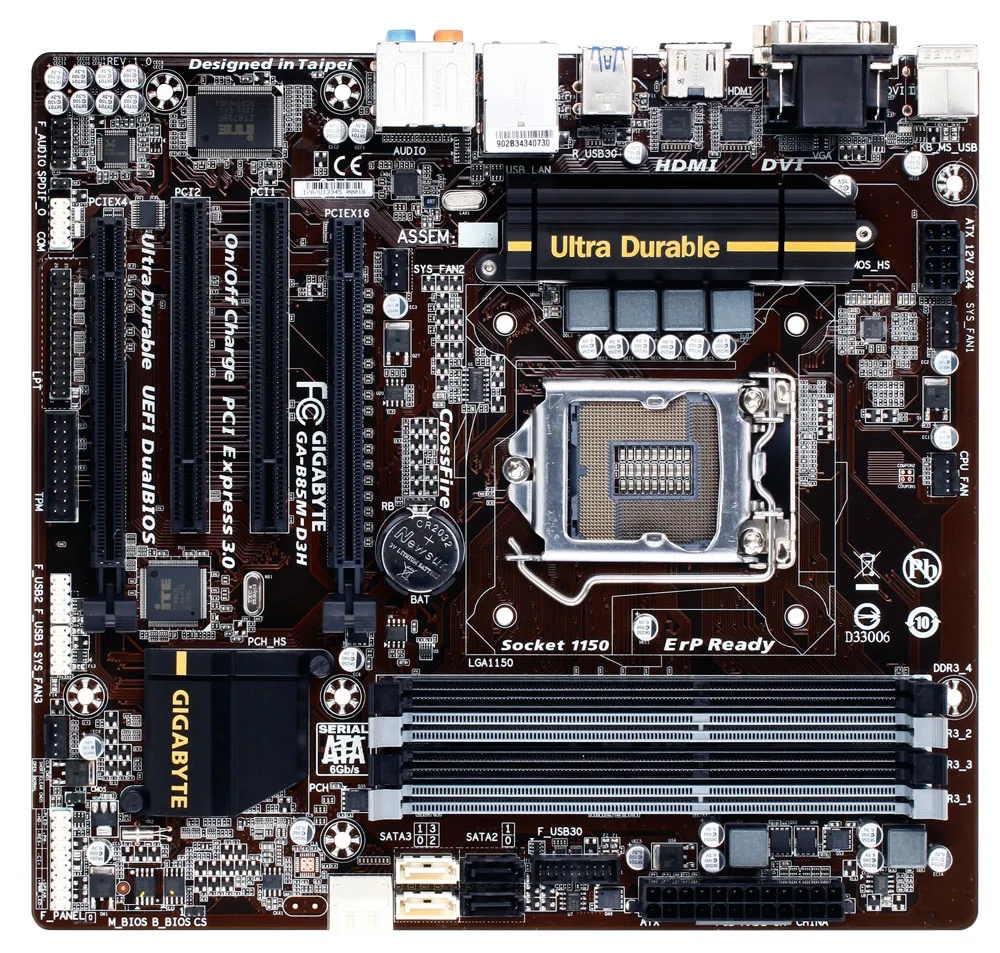 Placa de baza GIGABYTE B85M-D3H, LGA1150, fara shield, 4x DDR3, 6x SATA, PCI Express 3.0 x16