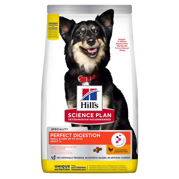 Hill\'s SP Perfect Digestion Small&Mini Adult, Pui cu Orez Brun, hrană uscată câini, sensibilități digestive, 1.5kg