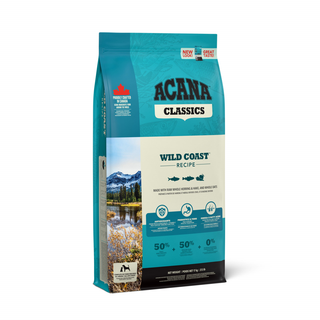 Acana Classics Wild Coast, XS-XL, Somon și Hering, hrană uscată conținut redus cereale câini, 14.5kg